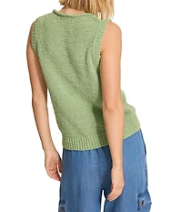 Tommy Bahama Harbor Pebble Knit Rolled Neck Sleeveless Ribbed Trim Top
