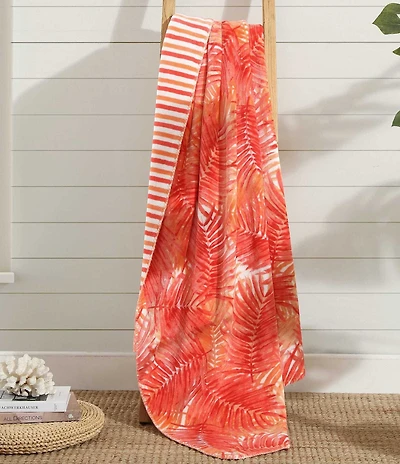 Tommy Bahama Hot Tropics Flannel Reversible Throw Blanket, 70#double; X 50#double;