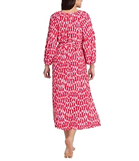 Tommy Bahama Ikat Stripe V-Neck 3/4 Sleeves Midi Dress Swim Cover-Up