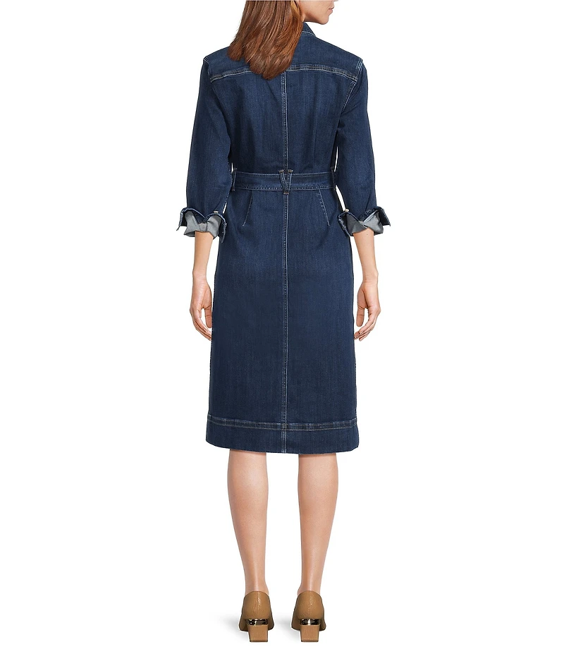Tommy Bahama Indigo Denim Point Collar Long Sleeve Midi Shirtdress