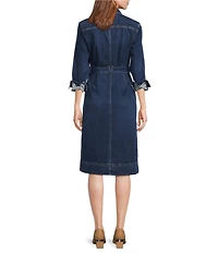 Tommy Bahama Indigo Denim Point Collar Long Sleeve Midi Shirtdress