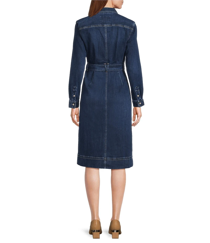 Tommy Bahama Indigo Denim Point Collar Long Sleeve Midi Shirtdress