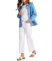 Tommy Bahama Indigo Herringbone Denim Point Collar Long Sleeve Button Front Chore Jacket