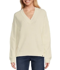 Tommy Bahama Indigo Palms Salt Wash V-Neck Long Sleeve Sweater