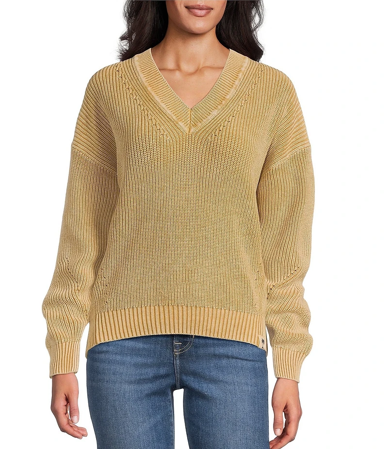 Tommy Bahama Indigo Palms Salt Wash V-Neck Long Sleeve Sweater