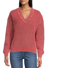 Tommy Bahama Indigo Palms Salt Wash V-Neck Long Sleeve Sweater