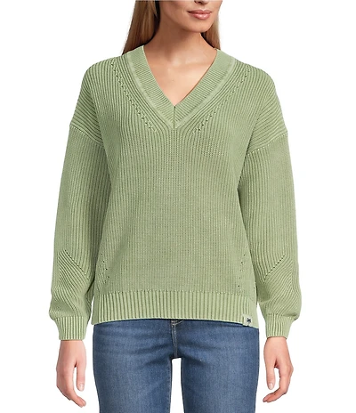 Tommy Bahama Indigo Palms Salt Wash V-Neck Long Sleeve Sweater
