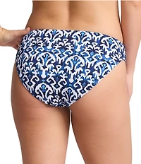 Tommy Bahama Island Cays Blooms Textured Tropical Print Reversible Hipster Swim Bottom