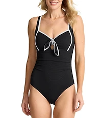 Tommy Bahama Island Cays Cabana Tie Front One Piece Swimsuit