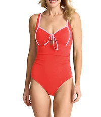 Tommy Bahama Island Cays Cabana Tie Front One Piece Swimsuit