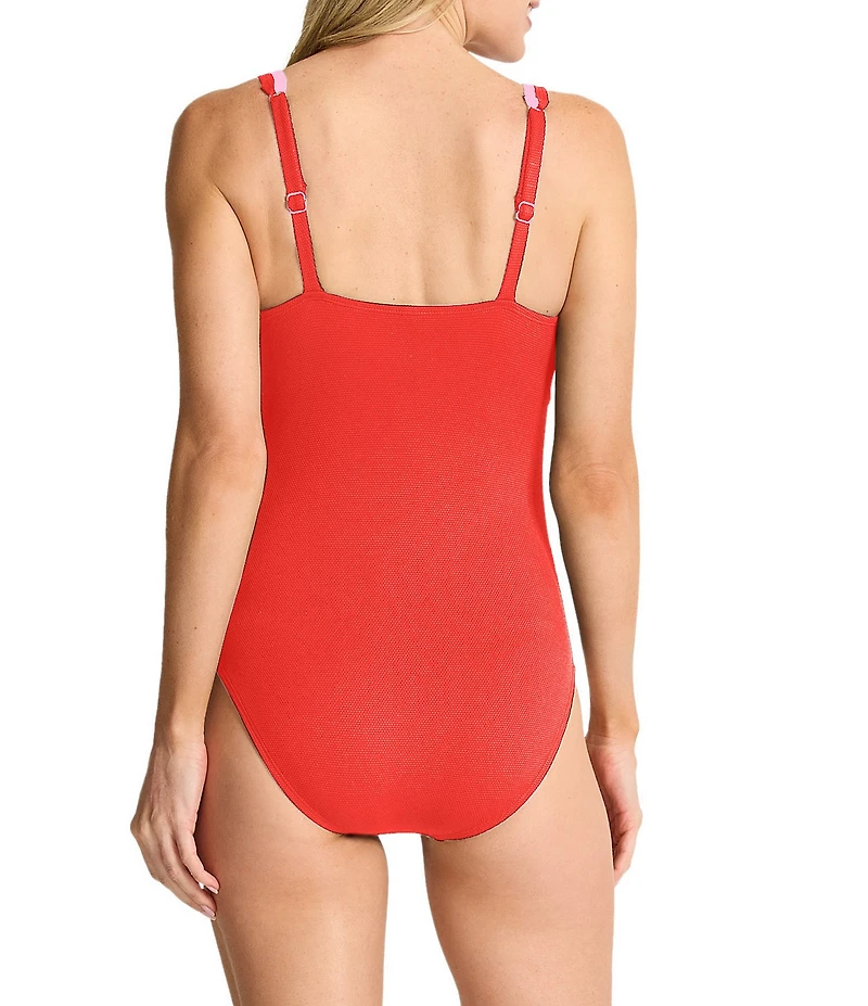 Tommy Bahama Island Cays Cabana Tie Front One Piece Swimsuit