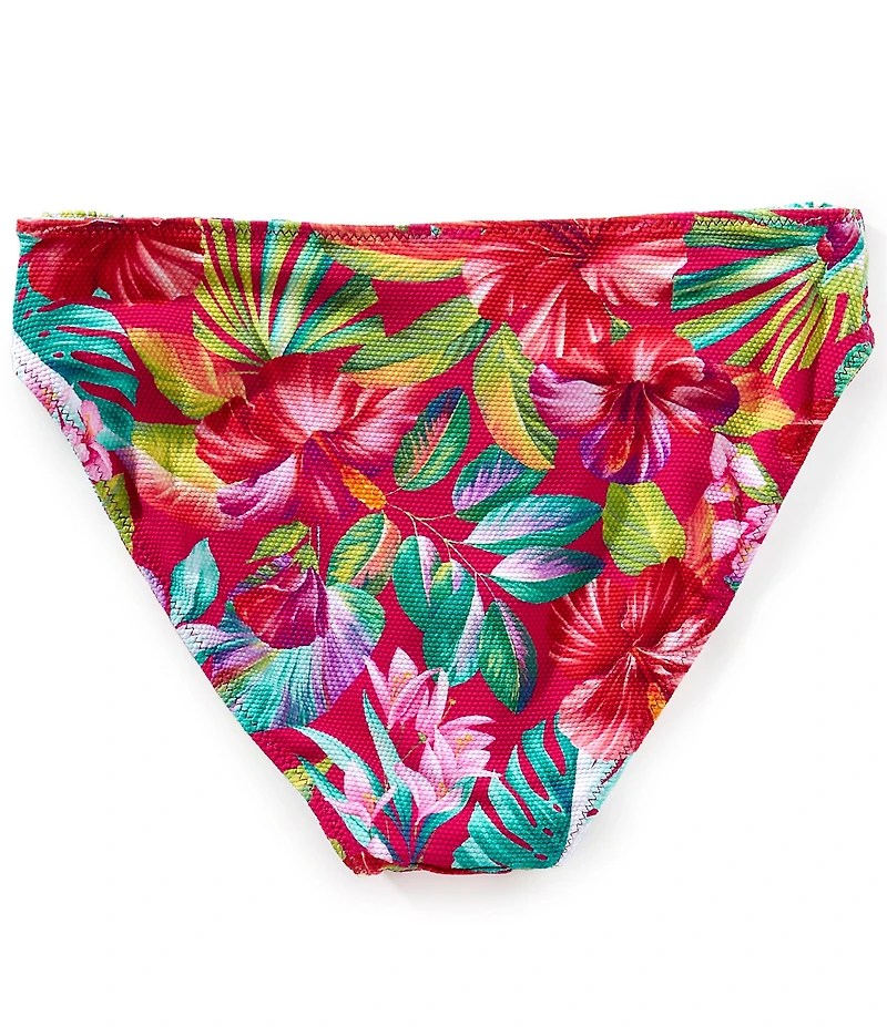 Tommy Bahama Island Cays Fiesta Floral Print Textured Side Shirred Reversible Hipster Swim Bottom