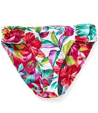 Tommy Bahama Island Cays Fiesta Floral Print Textured Side Shirred Reversible Hipster Swim Bottom