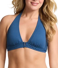 Tommy Bahama Island Cays Solid Texture V-Wire Halter Swim Top