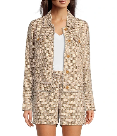Tommy Bahama Island Key Linen Plain Weave Point Collar Button Front Jacket