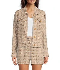 Tommy Bahama Island Key Linen Plain Weave Point Collar Button Front Jacket