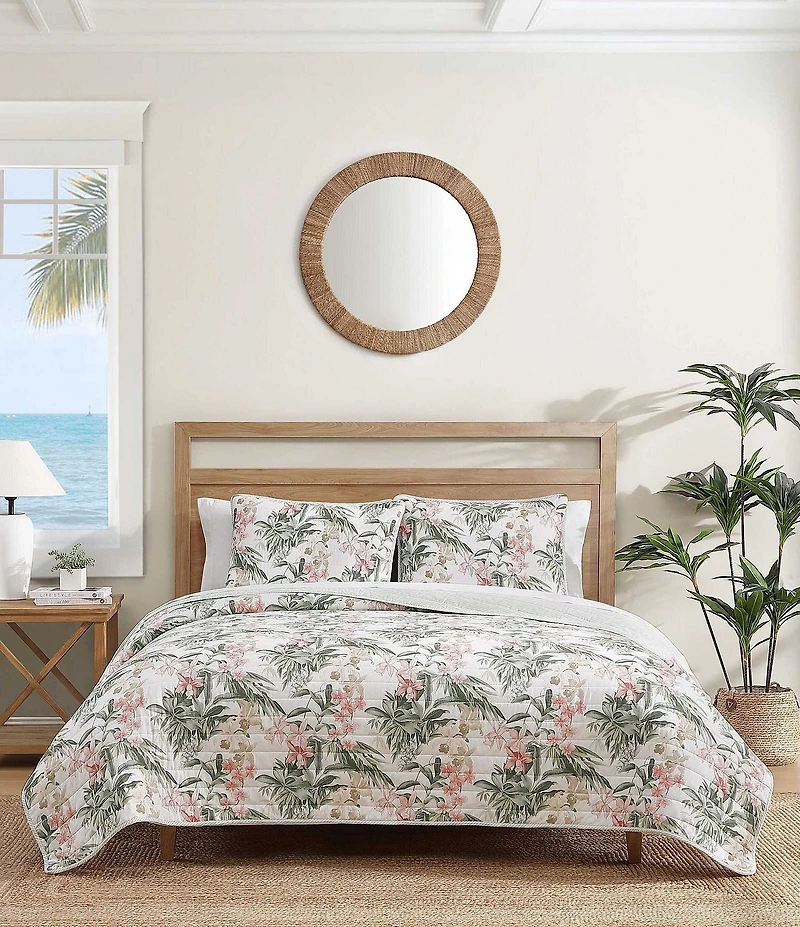 Tommy Bahama Island Orchid Pink Cotton Reversible Quilt Mini Set