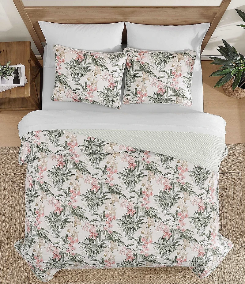Tommy Bahama Island Orchid Pink Cotton Reversible Quilt Mini Set
