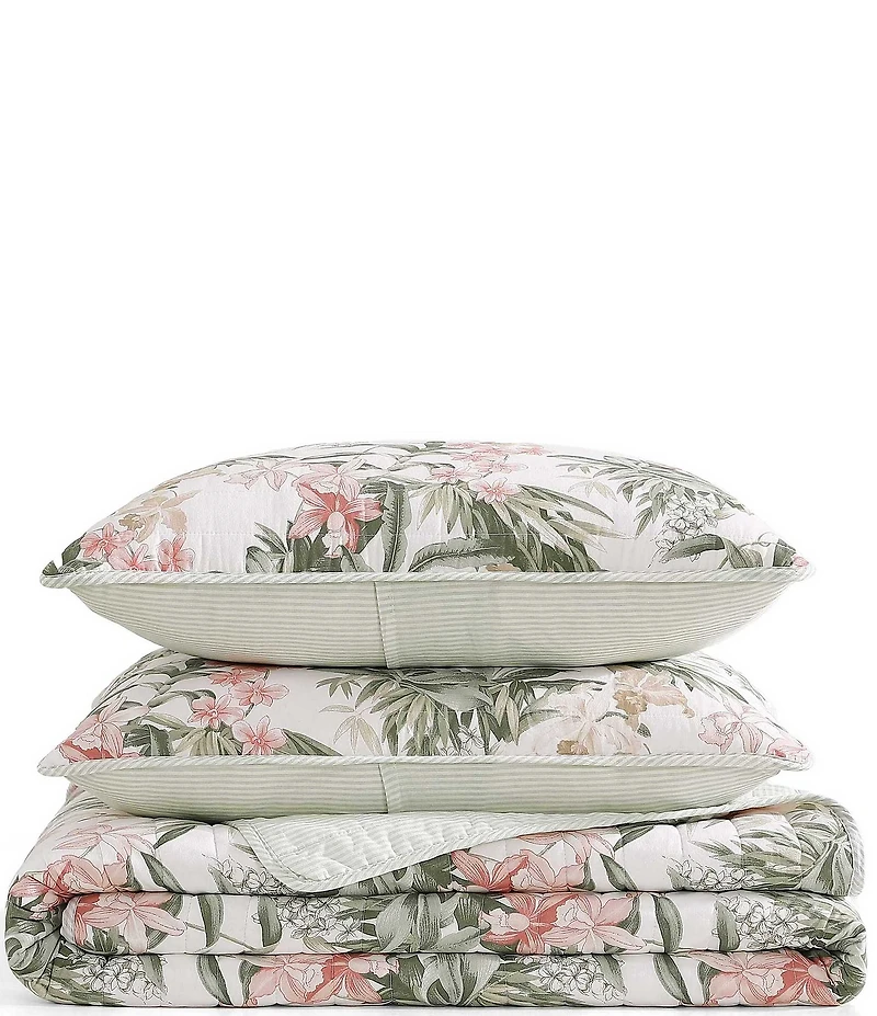 Tommy Bahama Island Orchid Pink Cotton Reversible Quilt Mini Set