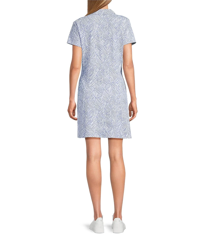 Tommy Bahama IslandZone® Aubrey Porto Fronds Quarter Zip Polo Short Sleeve Fit And Flare Dress