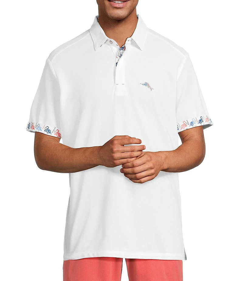 Tommy Bahama IslandZone Flamingo Mingle 5 O 'Clock Short Sleeve Polo Shirt