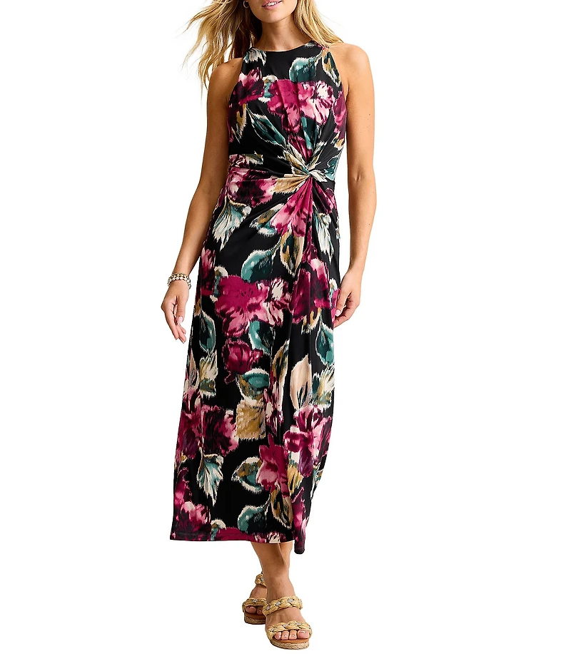 Tommy Bahama Jasmina Blooms Crew Neck Sleeveless A-Line Maxi Dress