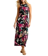 Tommy Bahama Jasmina Blooms Crew Neck Sleeveless A-Line Maxi Dress