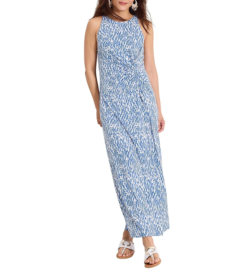 Tommy Bahama Jasmina Glimmer Bay Crew Neck Sleeveless Faux Wrap Maxi Dress