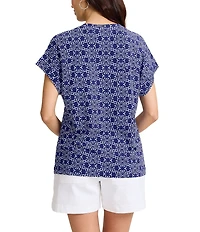 Tommy Bahama Kauai Coastal Tiles V-Neck Cap Sleeve Tee