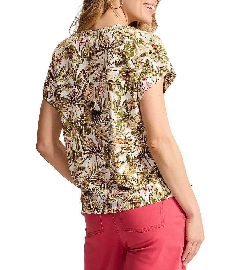 Tommy Bahama Kauai Hidden Coast Palm Print V-Neck Short Sleeve Tee
