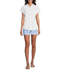 Tommy Bahama Kauai Hybrid Solid Stretch Jersey Camp Collar Short Sleeve Button Front Shirt