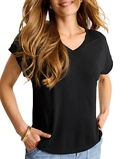 Tommy Bahama Kauai Solid Stretch Jersey V-Neck Short Sleeves Relaxed Fit T-Shirt
