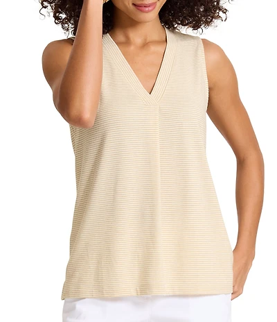Tommy Bahama Kauai Tranquil Sea Jersey Stripe V-Neck Sleeveless Tank