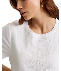 Tommy Bahama Knit Noble Pineapple Embroidered Tonal Scoop Neck Short Sleeve Tee