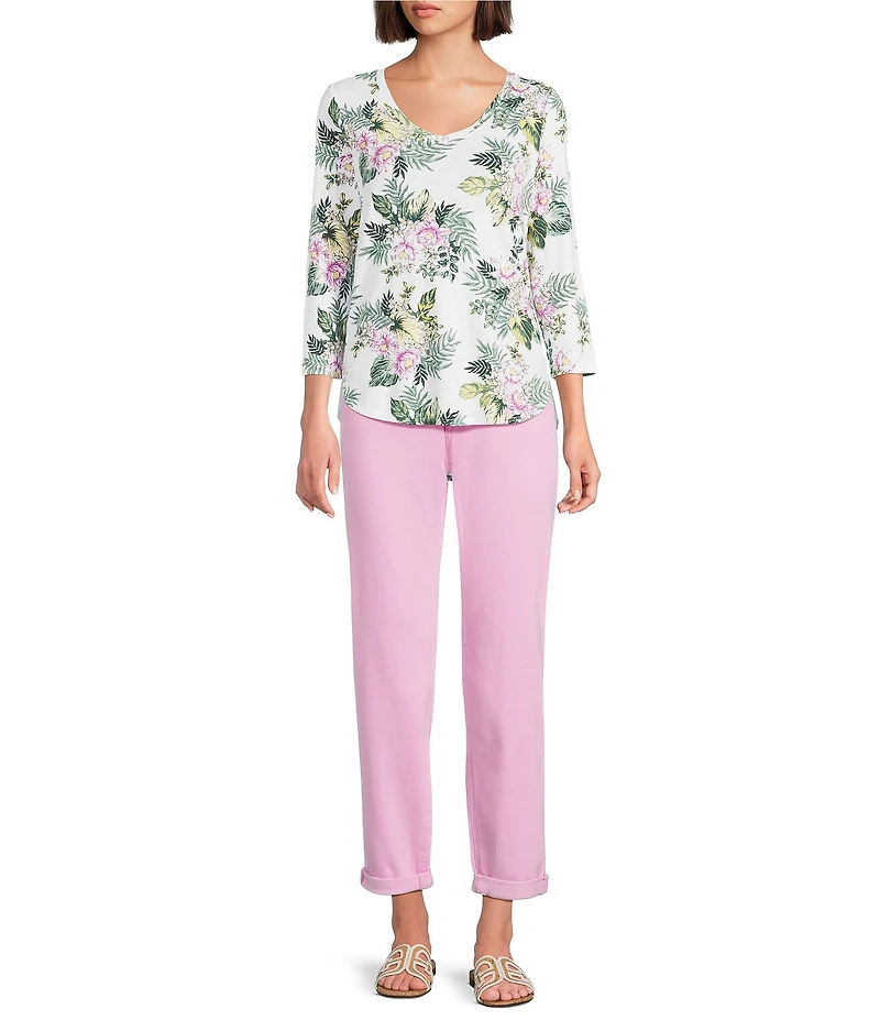 Tommy Bahama Leila Sunwashed Twill Mid Rise Ankle Length Boyfriend Jeans