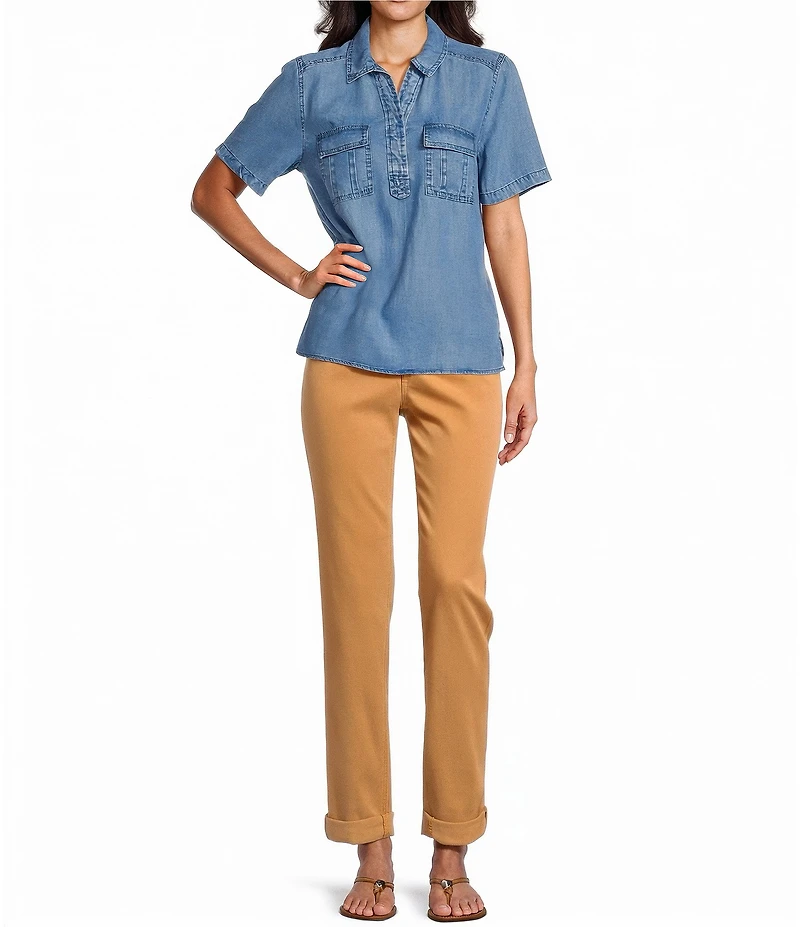 Tommy Bahama Leila Sunwashed Twill Mid Rise Ankle Length Boyfriend Jeans