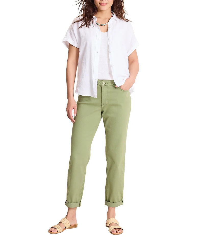 Tommy Bahama Leila Sunwashed Twill Mid Rise Ankle Length Boyfriend Jeans