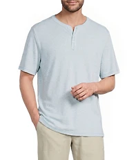 Tommy Bahama Lido Linen Short Sleeve Henley Button Front Shirt