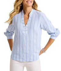 Tommy Bahama Linen Blend Beach Breeze V-Neck 3/4 Sleeve Blouse
