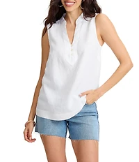 Tommy Bahama Linen Coastalina Split V-Neck Sleeveless Top