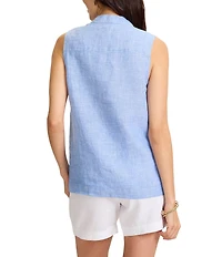Tommy Bahama Linen Coastalina Split V-Neck Sleeveless Top