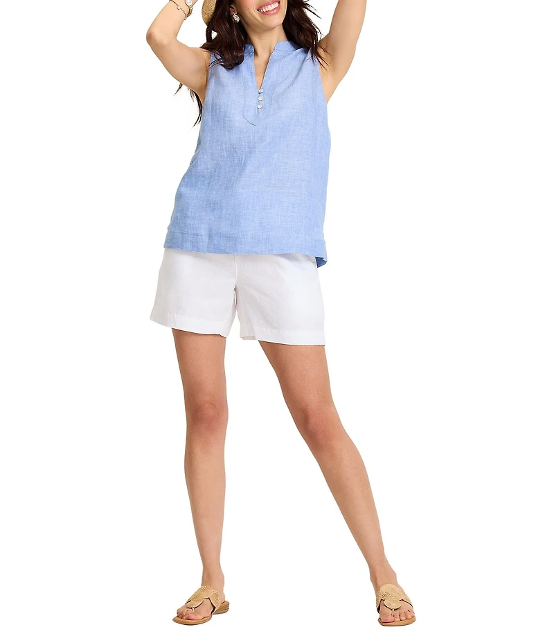 Tommy Bahama Linen Coastalina Split V-Neck Sleeveless Top