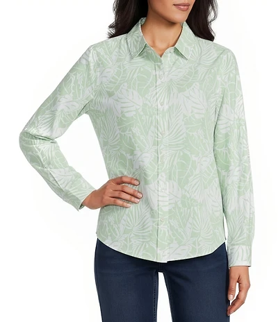 Tommy Bahama Linen Palmae Beach Voile Point Collar Long Sleeve Button Front Shirt