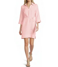 Tommy Bahama Linen Two Palms Point Collar 3/4 Sleeve Shift Dress