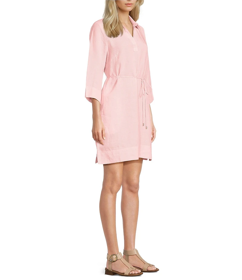 Tommy Bahama Linen Two Palms Point Collar 3/4 Sleeve Shift Dress