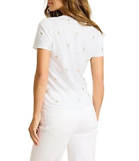 Tommy Bahama Linnea Coastal Fronds Slub Knit Scoop Neck Short Sleeve Tee