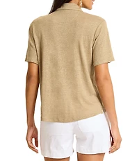 Tommy Bahama Linnea Linen Slub Notch Collar Short Sleeve Button-Front Camp Shirt