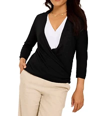 Tommy Bahama Linen Blend Open Front 3/4 Sleeve Cardigan