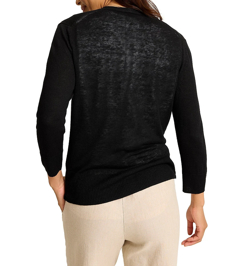 Tommy Bahama Linen Blend Open Front 3/4 Sleeve Cardigan