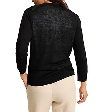 Tommy Bahama Linen Blend Open Front 3/4 Sleeve Cardigan